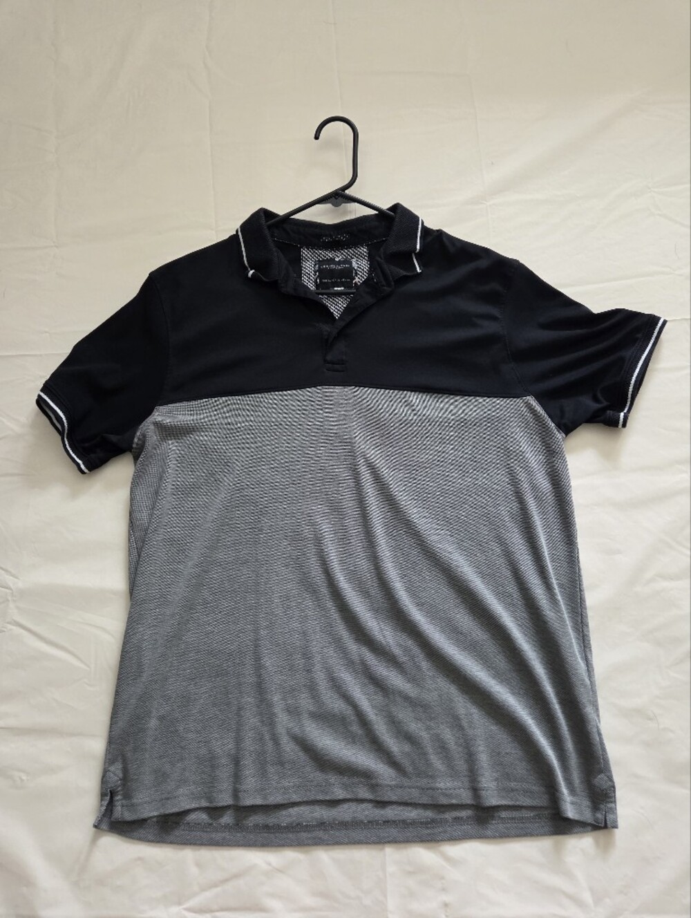Denim & Flower Black and Gray Colorblock Polo XL